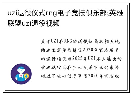 uzi退役仪式rng电子竞技俱乐部;英雄联盟uzi退役视频